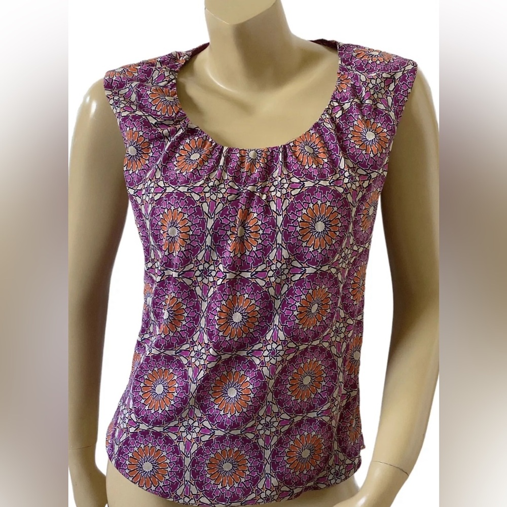 Vintage George Purple Combo Patterned Stretchy Shirt, XL